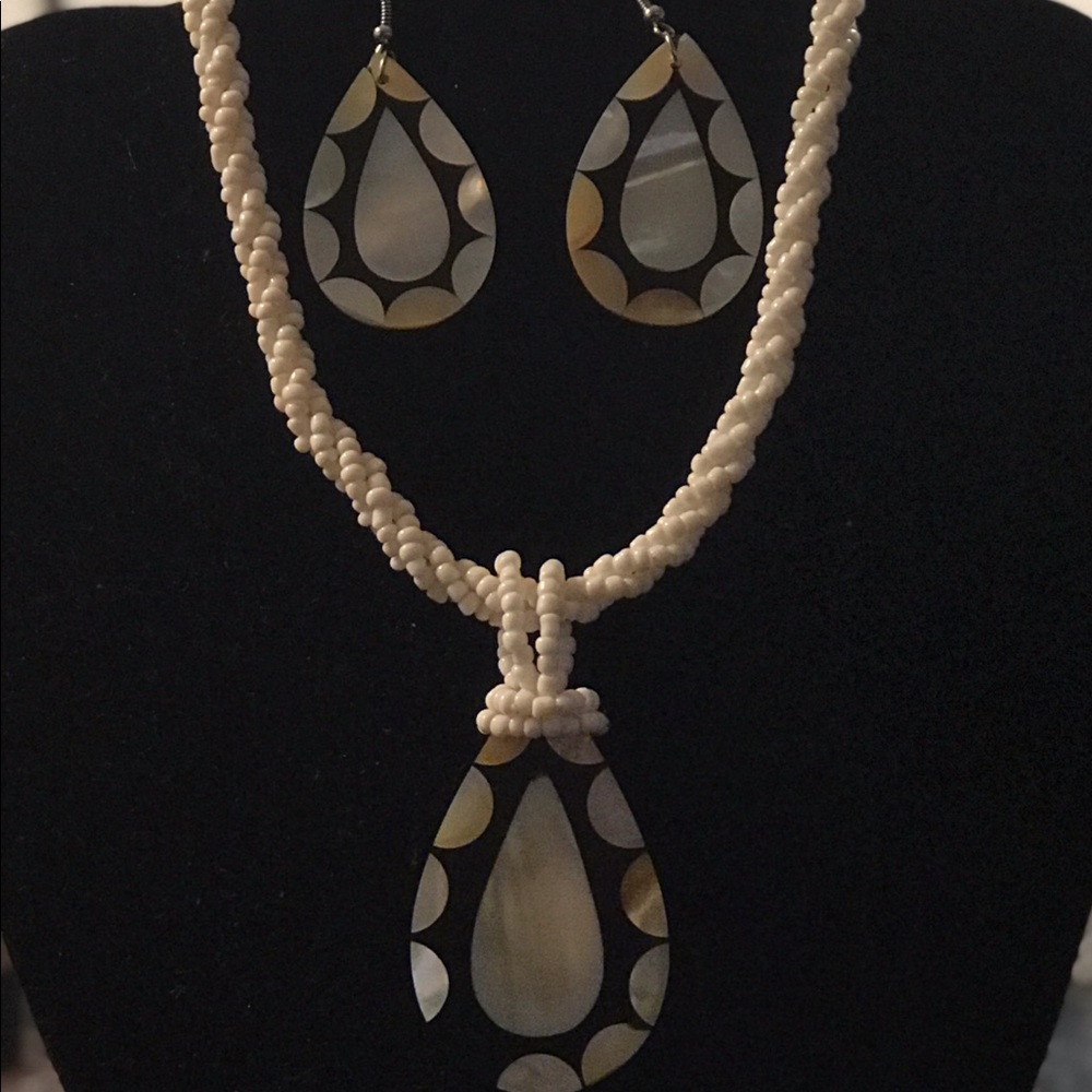 Shell necklace and earrings